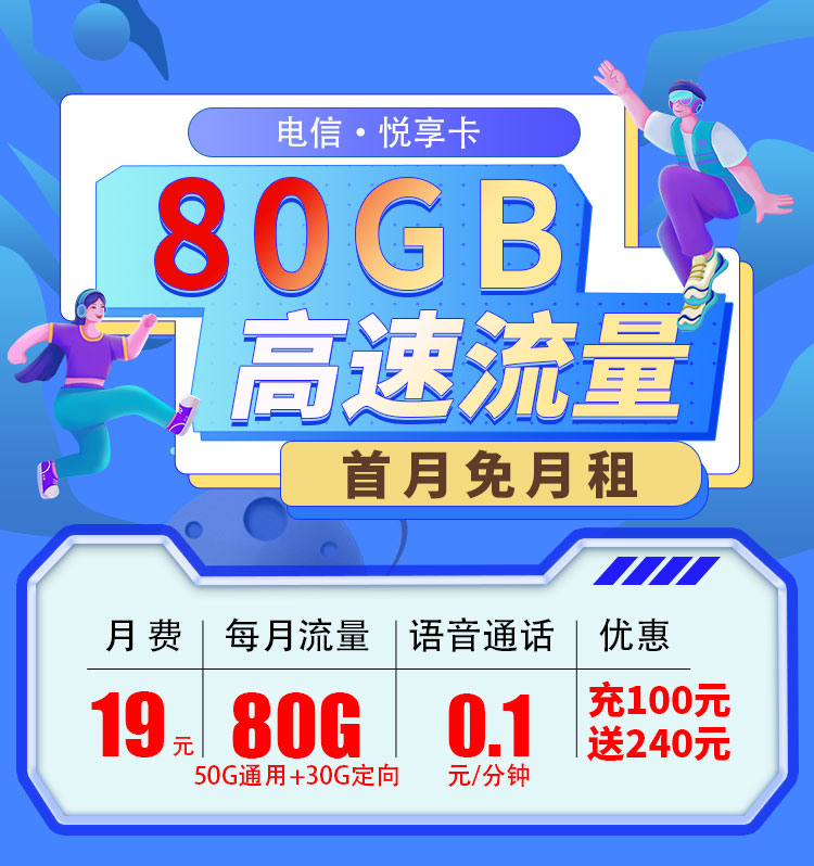 电信悦星卡29元80G